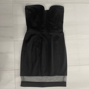 Alexis black satin strapless cocktail dress size small